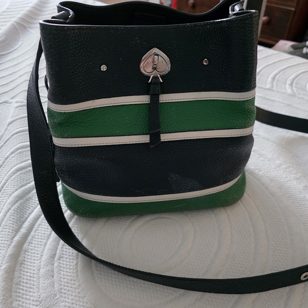 MAJOR STEAL!!!! Kate Spade Blue And Green Striped Bucket Bag